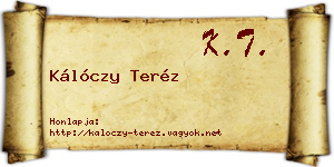Kálóczy Teréz névjegykártya